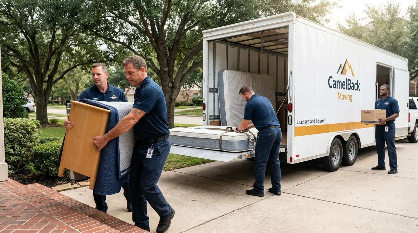 Crew loading residential truck for cross-state move from Manchester, MD