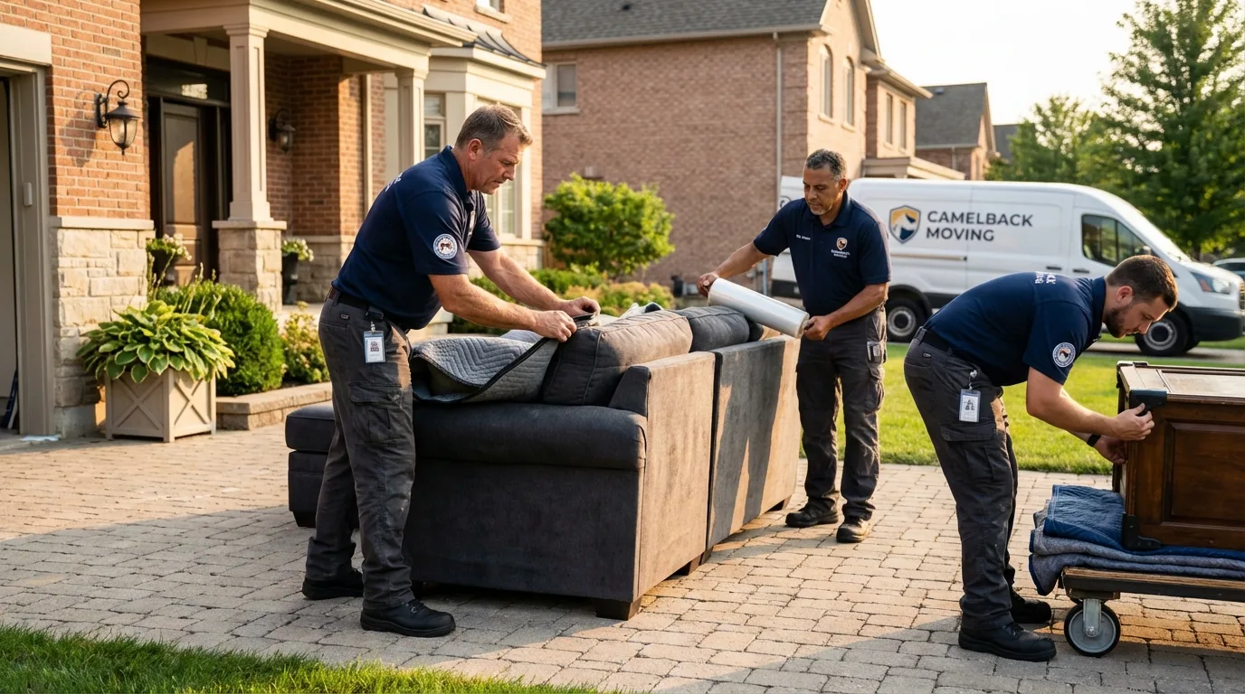 Large estate moving crew wrapping furniture in Manchester, MD