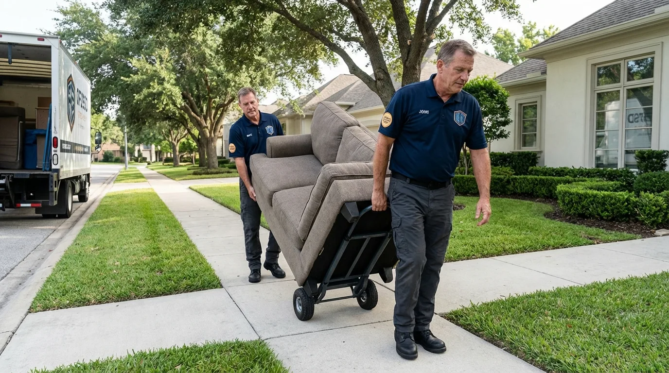 Local residential moving crew loading furniture in Manchester, MD